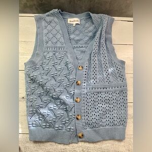 Heartloom Women's Light Blue Knit Cardigan Vest